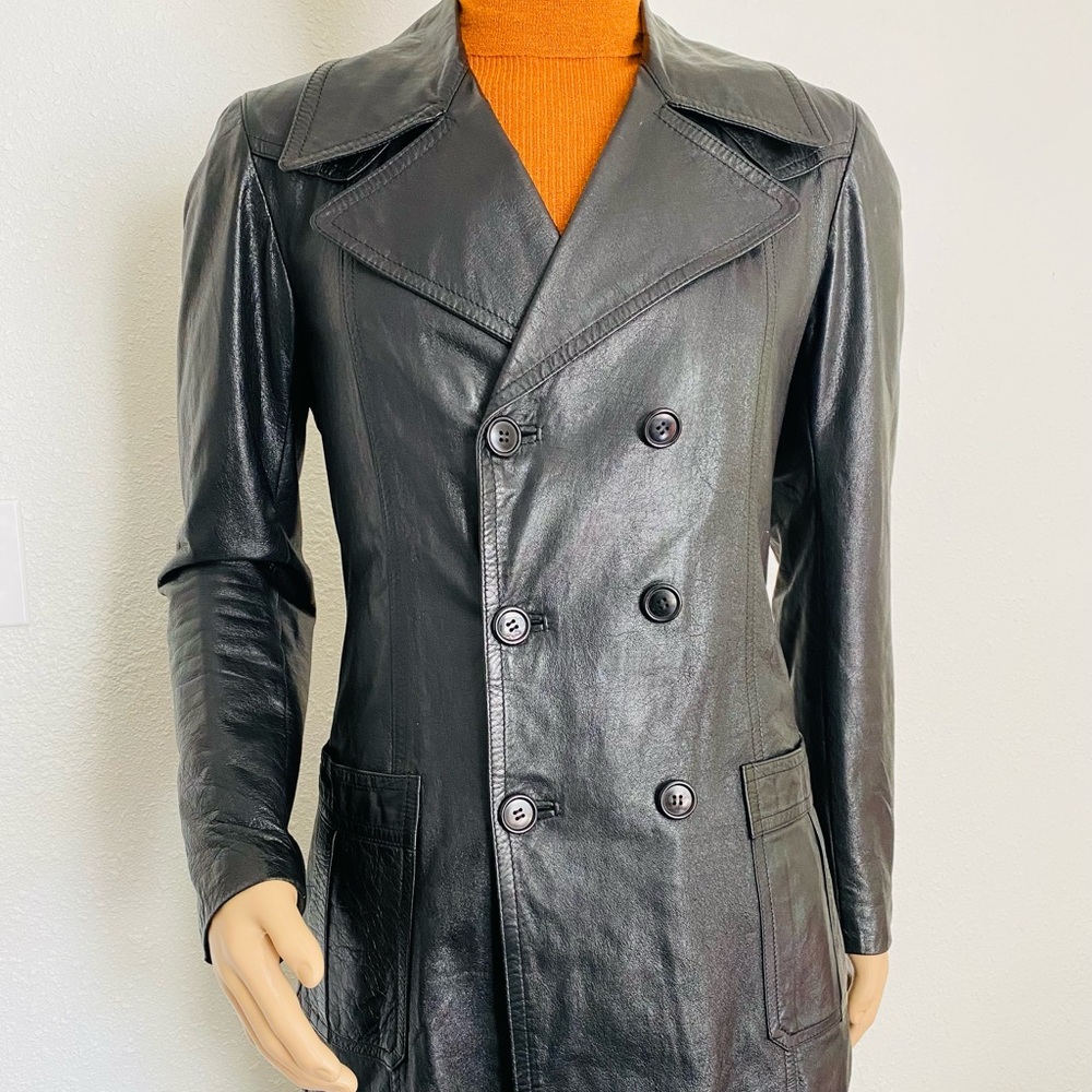 Vintage Genuine Black Leather Coat